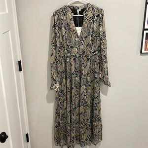 Paisley Deep V Midi Dress